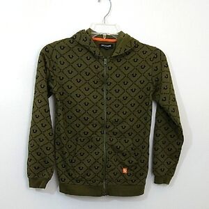 True Religion Sz Med Olive‎ Green Hoodie All Over Logo Print